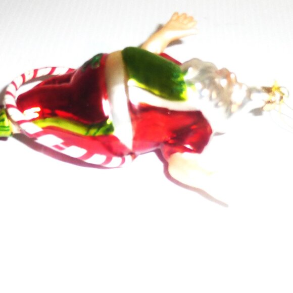 Vintage SANTA ORNAMENT 2x Santa MAN on the MOON Christmas Tree Ornament - Picture 6 of 14